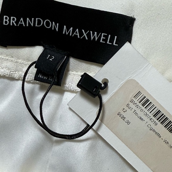 Brandon Maxwell White High Waist Slim Cigarette Fit Suit Trousers Size 12 - Picture 6 of 8